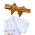 thumbnail image 5 of Qiylii Baby Girl Clothes Set Letter Bodysuit+Stretch Shorts Bow Hairband, 5 of 8