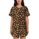 thumbnail image 1 of Balery Burger Fries Conjunto de Pijama para Mujer con Estampado, Dos Piezas de Manga Corta y Shorts, Ropa de Dormir Suave con Cuello Redondo y Bolsillos-Medium, 1 of 6