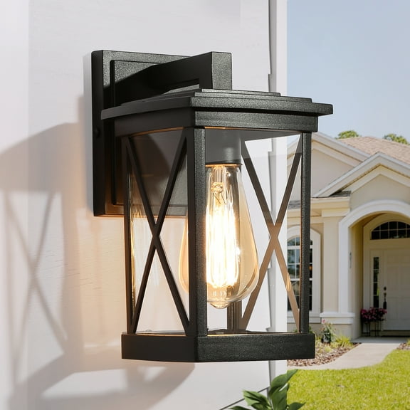 LNC Black 11" H Outdoor Wall Lighting,1-Light Latern Wall Sconce