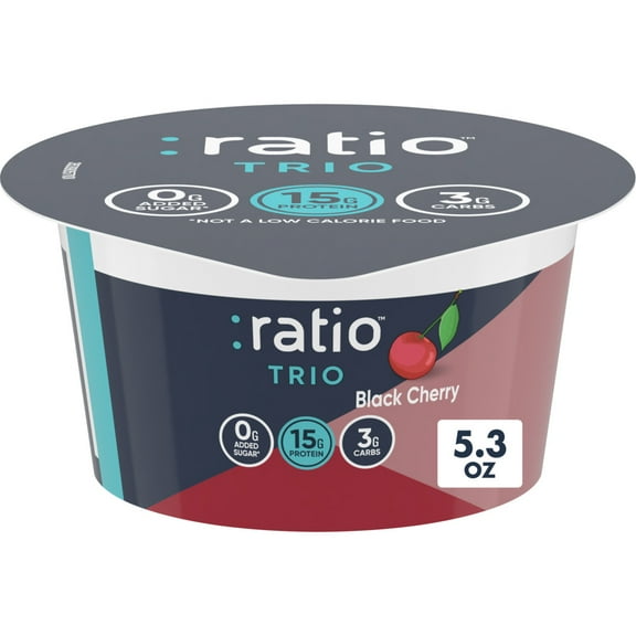 Ratio Trio Yogurt Cultured Dairy Snack, Black Cherry, Keto Yogurt Alternative, 5.3 oz
