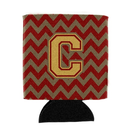 

Carolines Treasures CJ1048-CCC Letter C Chevron Garnet and Gold Can or Bottle Hugger Can Hugger multicolor