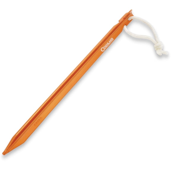 Coghlan's 9" Ultralight Tent Pegs 0.5 oz (14g), Anodized Aluminum, With Easy Pull Nylon Cord For Camping and Backpacking