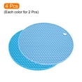 thumbnail image 3 of Uxcell 4pcs Silicone Mat for Hot Pots and Pads, Hot Pot Holders, Heat Resistant Counter Mats-Blue+Sky Blue, 3 of 5