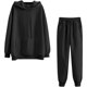 thumbnail image 1 of Gibobby Conjunto de sudadera informal para mujer Traje deportivo de dos piezas con forro polar de invierno de color liso para mujer(Negro,CH), 1 of 4