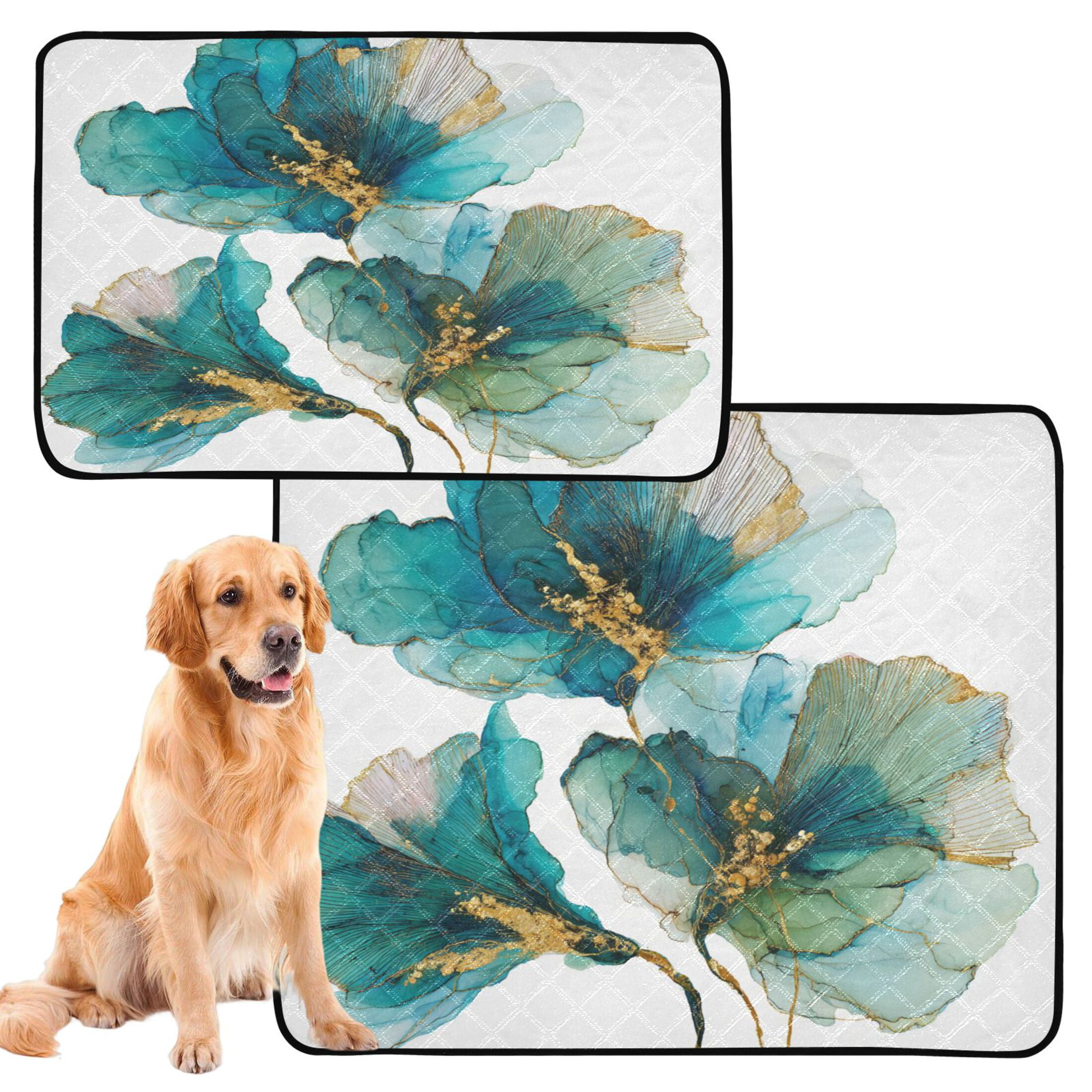 Qxltty Elegant Flower Cat litter Pads Pet Set of 3 Diaper Mats Center Anti-leakage Layer Absorbent Soft and Comfortable