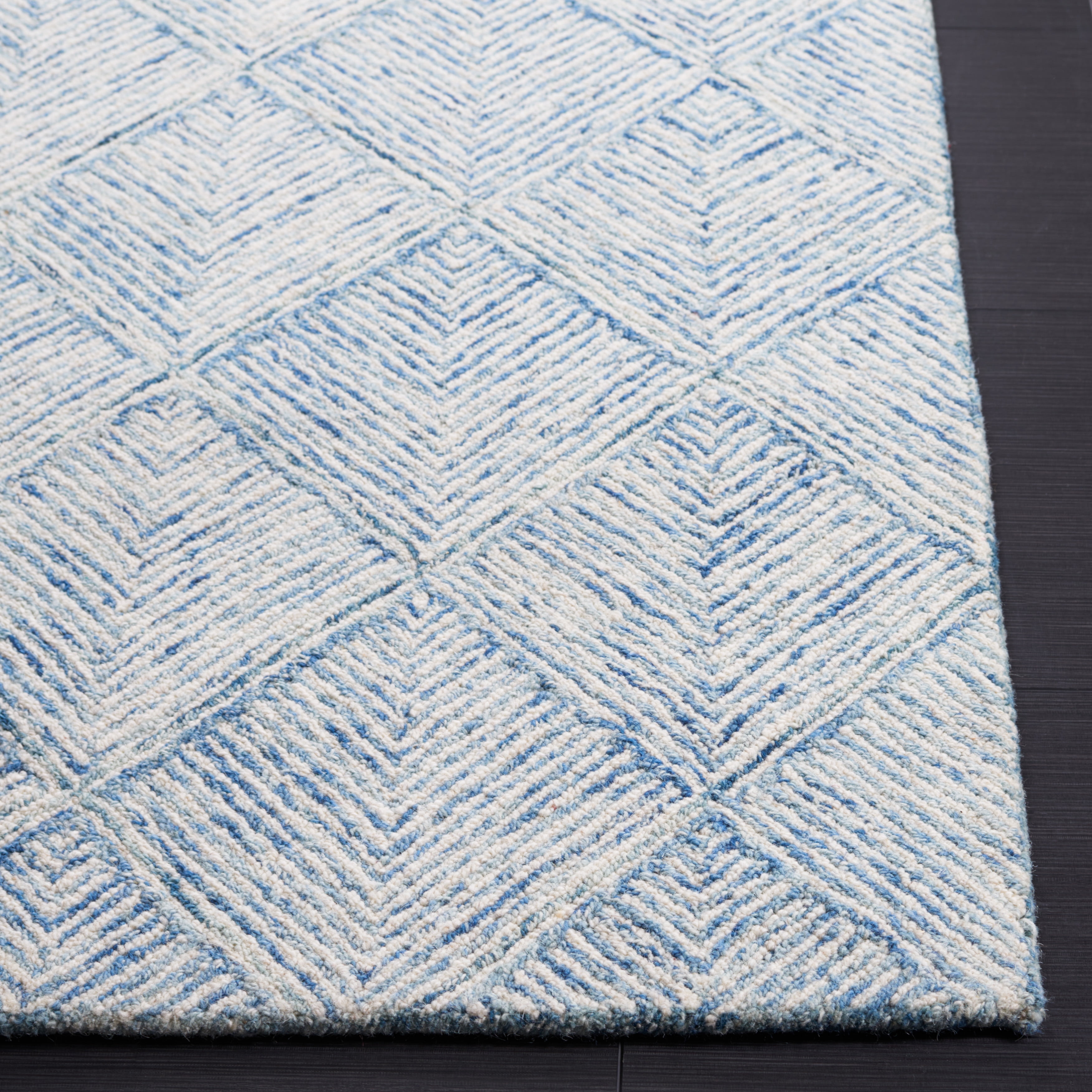 SAFAVIEH Abstract Trent Geometric Runner Rug, Blue/Ivory, 2'3" x 9'