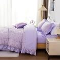 thumbnail image 2 of NTBED Delicate Bows Print On Purple Background Bedding Set,Ruffle 6 Piece Bed in a Bag Matching Sheet Set,Princess Style Chic Bowknot Printed,Twin, 2 of 8