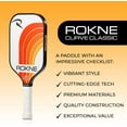 thumbnail image 5 of Rokne Curve Classic Fiberglass Pickleball Paddle Long Handle Racket with Pro Grit Texture, Tangerine, 5 of 12