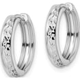 thumbnail image 2 of 14K White Gold Polished Textured 3X15mm Hinged Hoop Earrings (14.15 X 15.2) Made In Turkey tm813w, 2 of 5