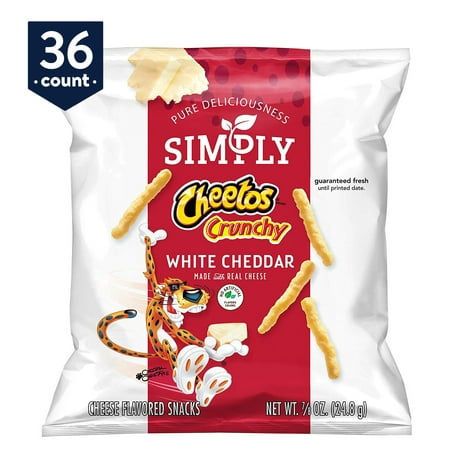 Simply Cheetos Crunchy White Cheddar, 0.875 oz Bags, 36 Count