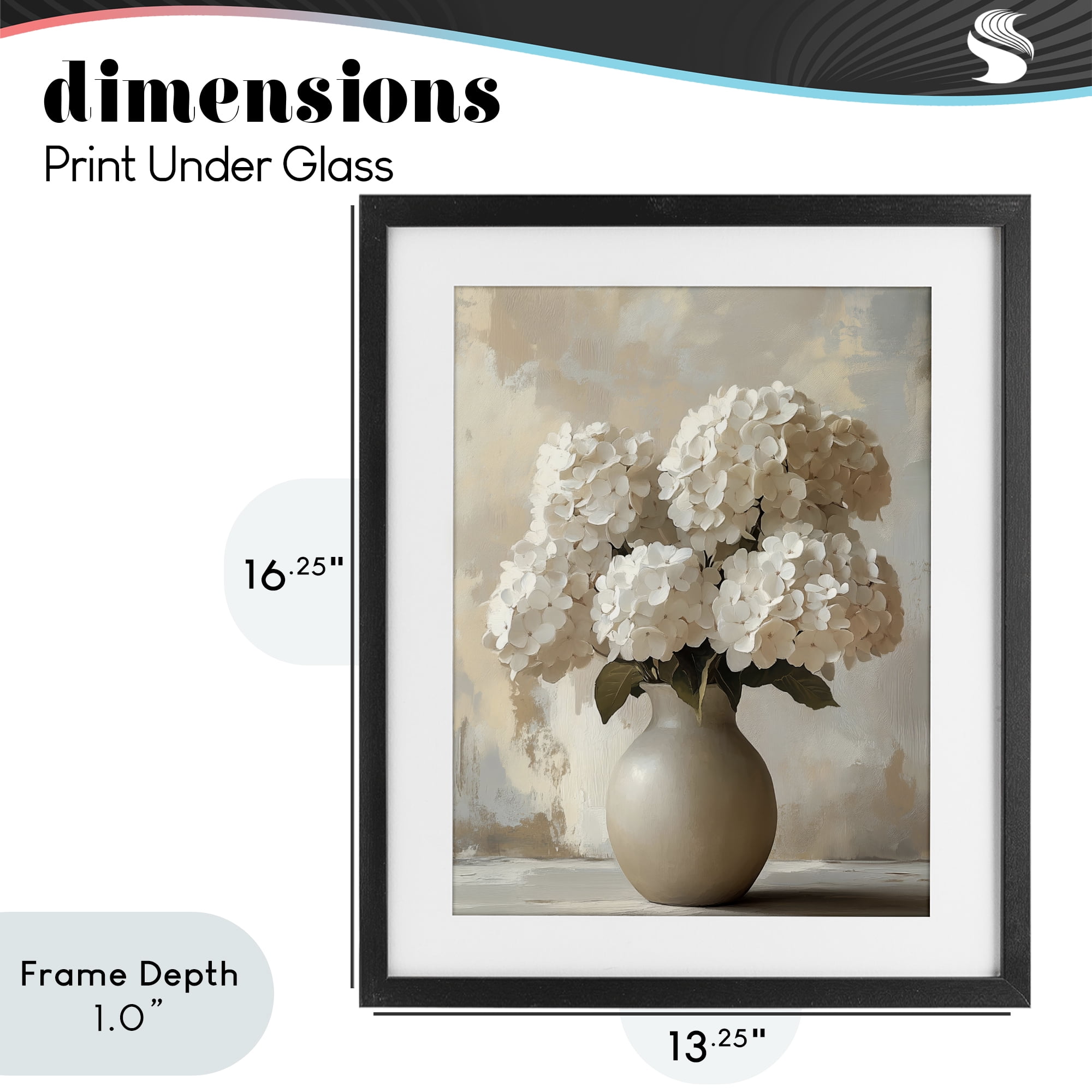 Stupell Industries Vase of Hydrangeas in Bloom Black Framed Print Under Glass, design by LSR Design Studio