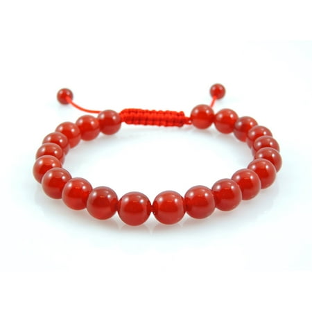 Carnelian Museum - Carnelian Wrist Mala Bracelet Meditation Beaded Healing Gemstone Yoga Energy Chakra Prayer Red Power Adjustable Stretch