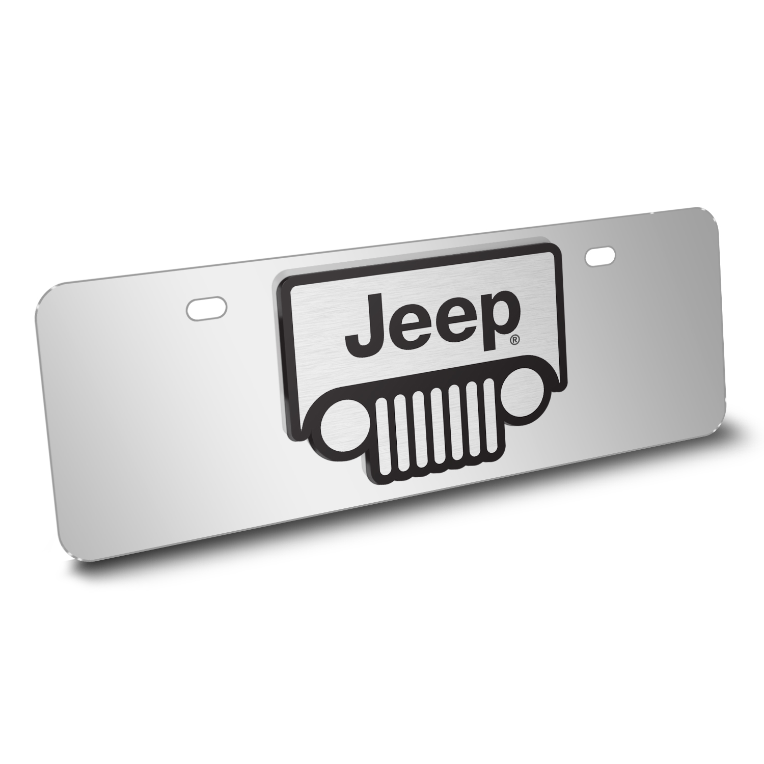 Jeep Grill 3D Logo on Chrome 12"x4" HalfSize Stainless Steel License