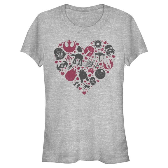 Junior's Star Wars Valentine's Day Heart Icons Graphic Tee Athletic Heather Medium