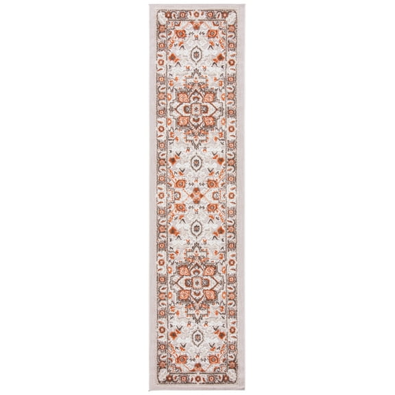 SAFAVIEH Cabana Greta Medallion Indoor/Outdoor Runner Rug, Beige/Orange, 2'2" x 11'