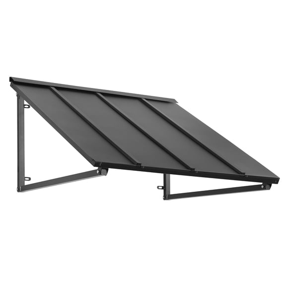 Awntech 4.67 Ft Houstonian Standing Seam Metal Fixed Awning Canopy (56in x 24in x 36in), Black