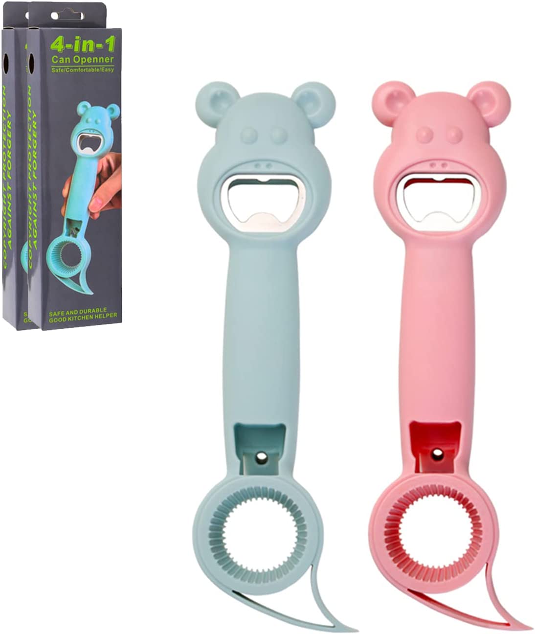 Jar Opener 4 In 1 Bottle Opener、Multifunction Jar Can Beer Bottle