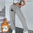 thumbnail image 2 of Odeerbi Women's Fleece Lined Pants Warm Sherpa Lined Sweatpants Jogger 2025 Casual Printed Full Length Sports Pants Gray, 2 of 4