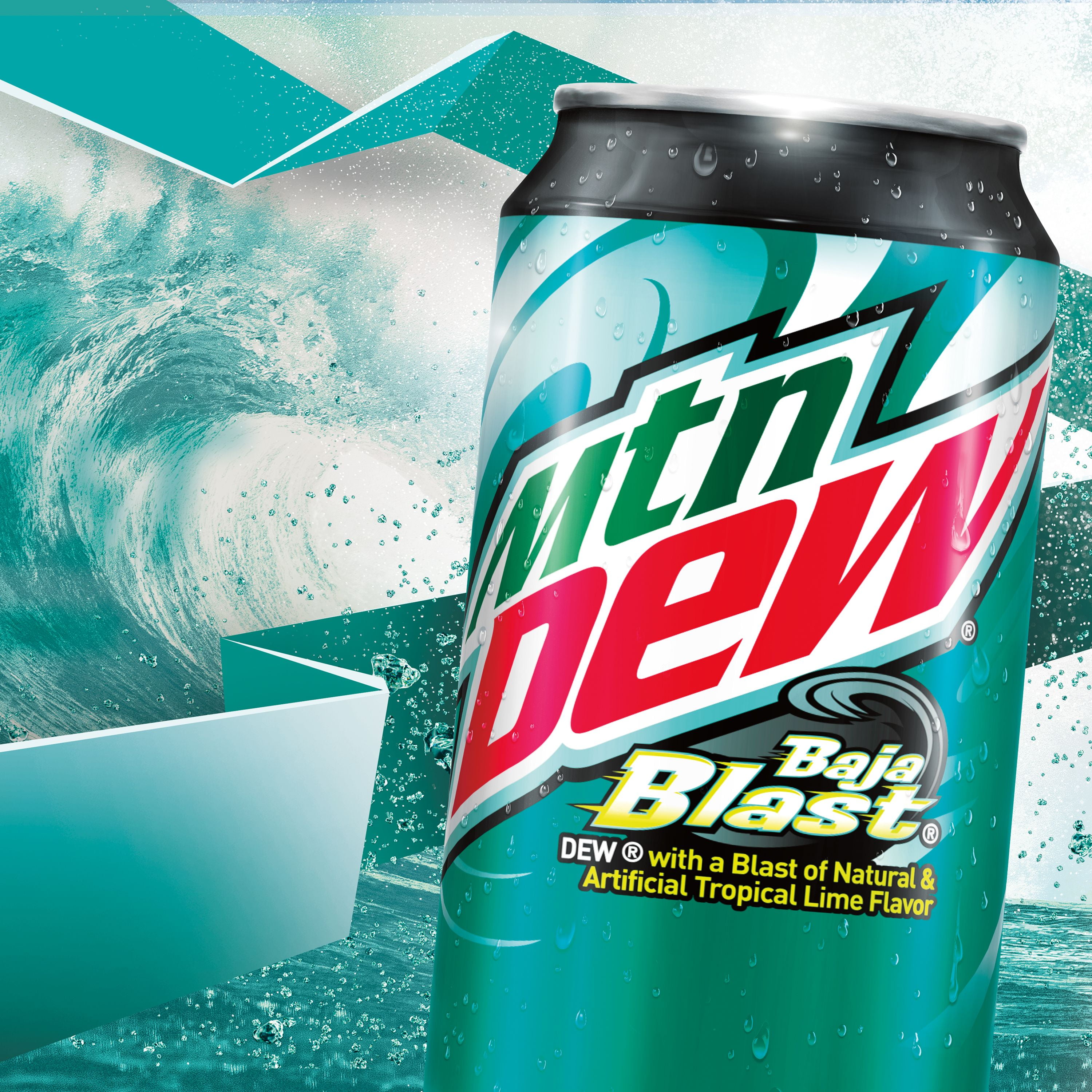 Mountain Dew Baja Blast Tropical Lime Soda Pop 12 fl oz 18 Pack Cans
