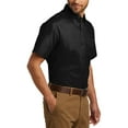 thumbnail image 4 of Men's Short Sleeve Classic Uniform Carefree Poplin Shirt Deep Black X-Small, 4 of 5