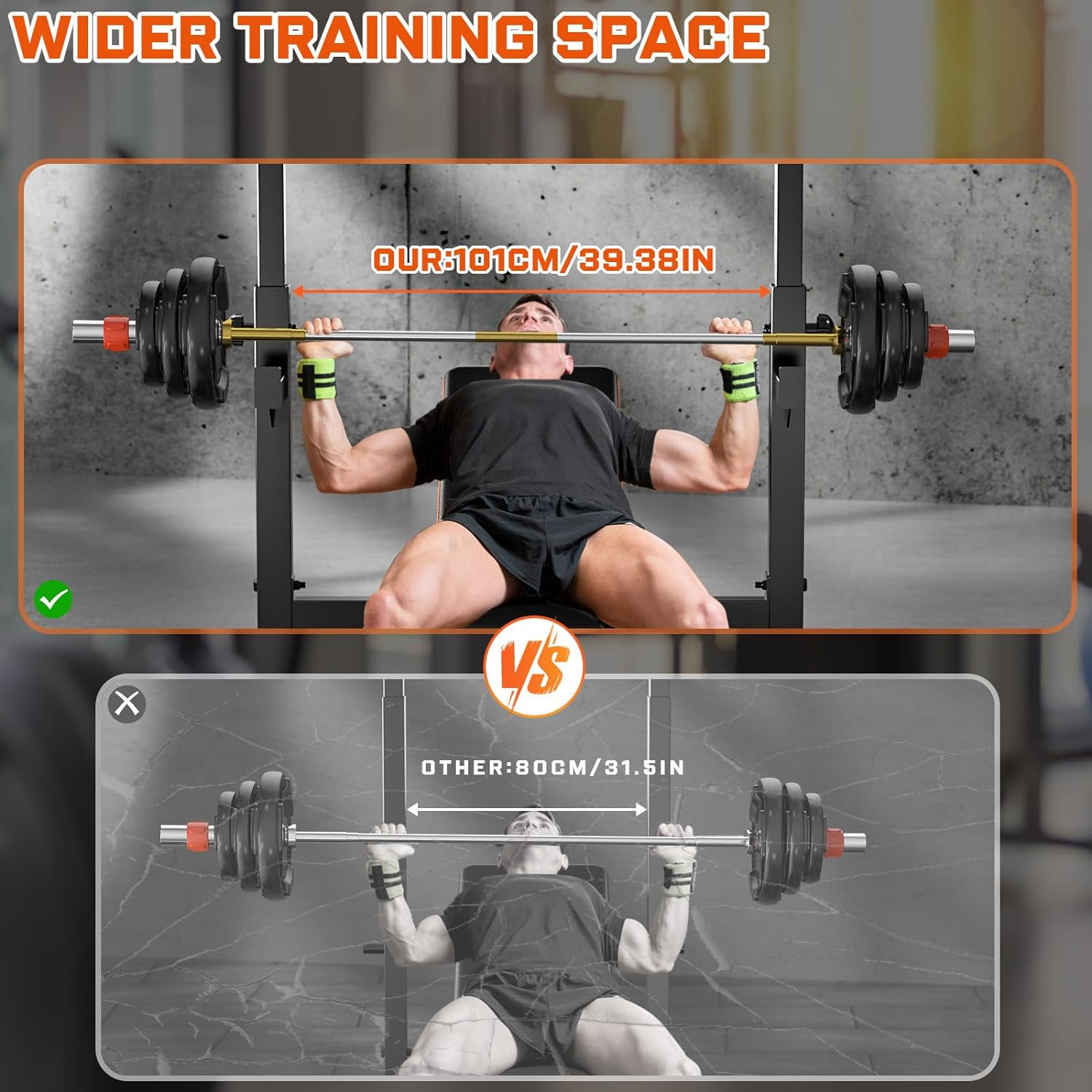 GIKPAL 6-in-1 Weight Bench, 660 lbs with Squat Rack photo 3