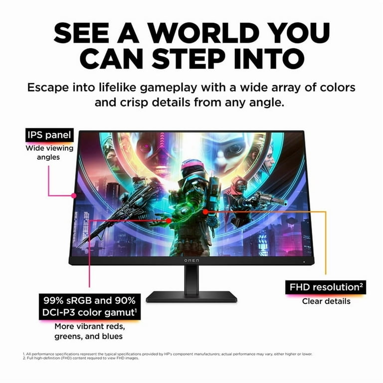 HP OMEN 23.8 inch FHD 165Hz Gaming Monitor, 1920 x 1080