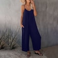 thumbnail image 2 of MSJUHEG Jumpsuits For Women Dressy Joggers For Women Women'S Loose Sleeveless Jumpsuits Strap Stretchy Long Pant Romper Jumpsuit With Pockets Jumpsuit Blue 3Xl, 2 of 6