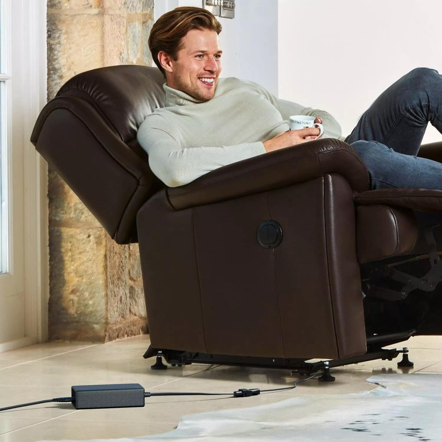 hmleaf Lift Chair or Power Recliner Power Supply Transformer 29V 2A+AC Power Cord+Motor Cable for Recliner DeltaDrive and BetaDrive Motors with a 2 pin (flat & round)