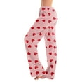 thumbnail image 2 of Women Drawstring Waist Heart Print Lounge Pants Soft Lightweight Relaxed Fit Pajama Bottoms Sleepwear Trousers Pink M, 2 of 2
