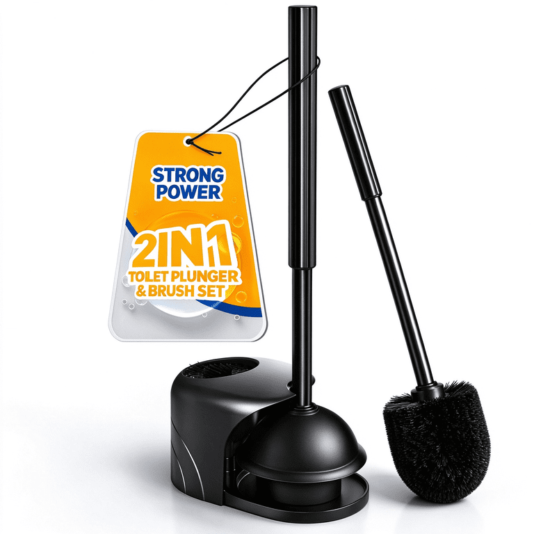 2-in-1 Toilet Brush and Plunger Combo Set photo 1