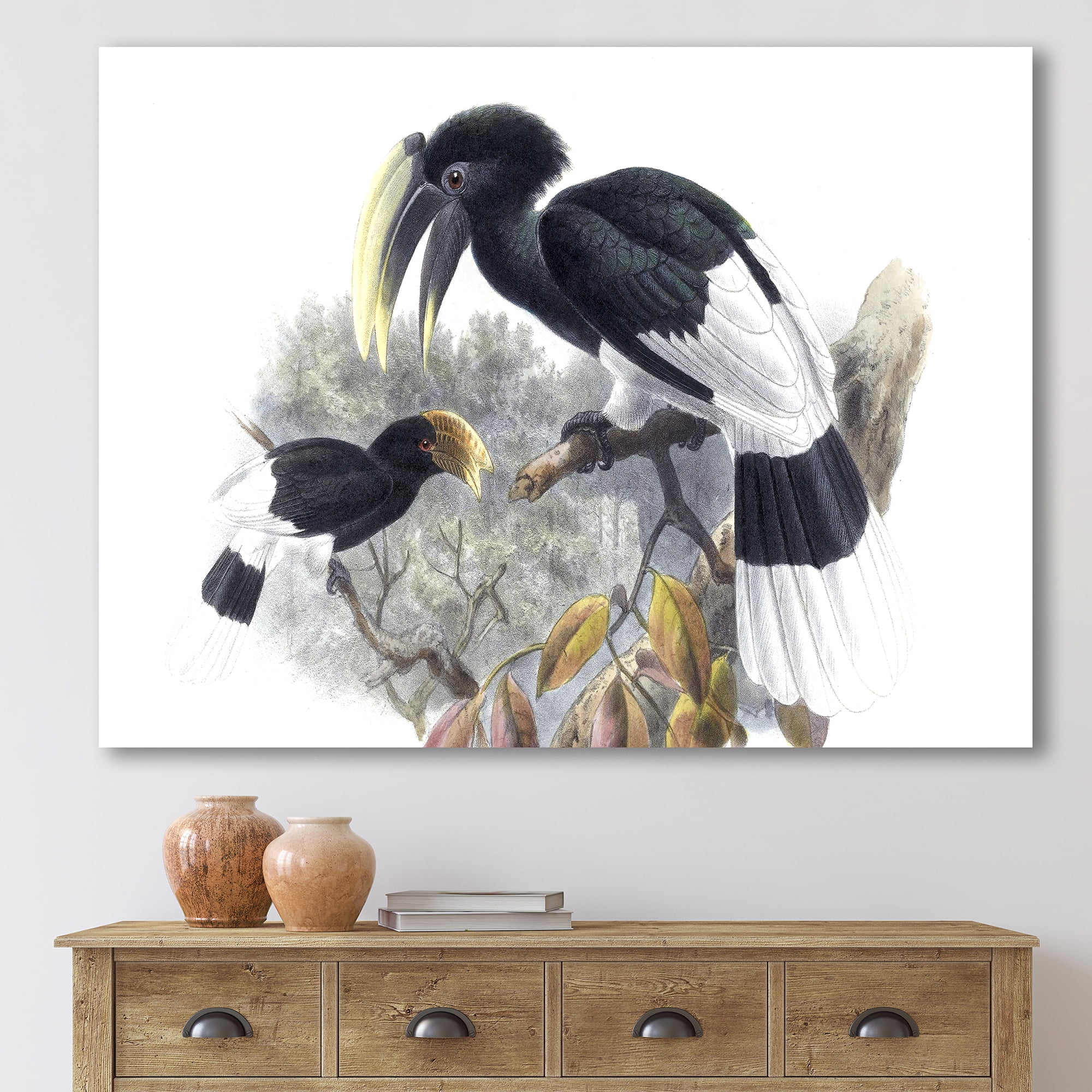 Designart ' Ancient Bird Illustration I ' Traditional Canvas Wall Art Print
