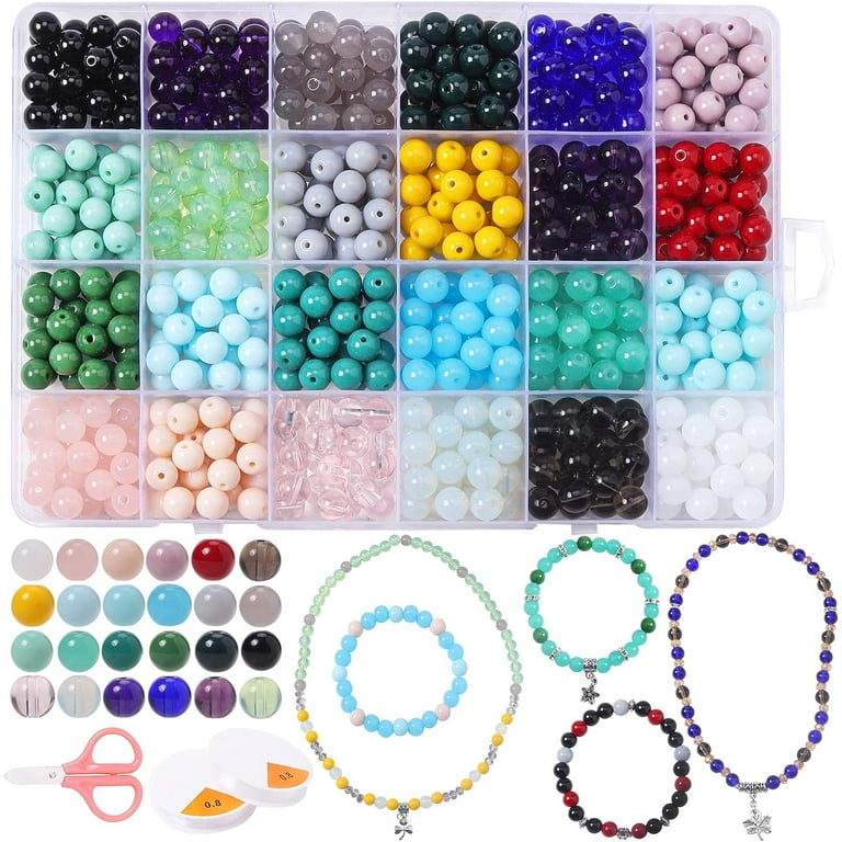  Fishdown 562 pcs 8mm Crackle Glass Beads for Jewelry Making Stone  Beads for Bracelets Making Colorful Beads Kit for Birthday Gift DIY Jewelry  Making Kit for Beginners