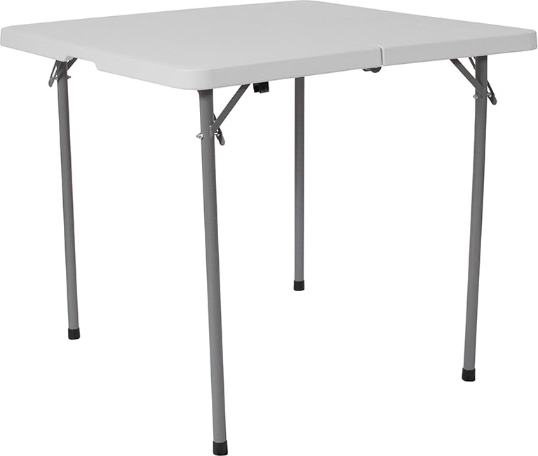 2.79Foot Square BiFold Granite White Plastic Folding Table w