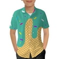 thumbnail image 2 of Utlike Boys Button Down Shirts Short Sleeve Cute Ice Cream Waffle Or Cone Print Shirt Kids Summer Casual Beach Shirts Size 5 Years-6 Years Z118Green, 2 of 3