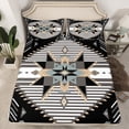 thumbnail image 2 of Feelyou Black Triangle Aztec Bed Sheets, Boho Rustic Farmhouse King Sheets, Grey Stripes Lines Sheet Set, Ultra Soft Bedroom Decor, 4-Piece, 2 of 7