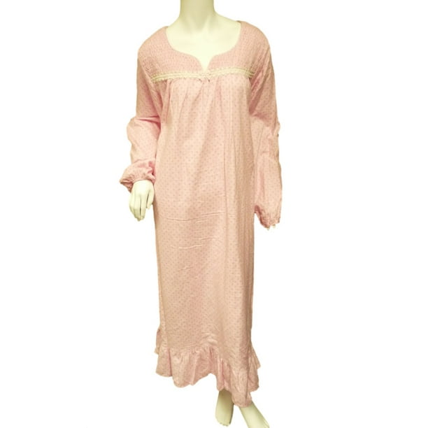 Laura Scott - Laura Scott Womens Pink Polka Dot Flannel Nightgown Night ...