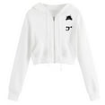 thumbnail image 2 of Women Hoodies Y2K Crop Top Zip Up Sweatshirt Jacket Cat Printed Preppy Clothes for Teen Girls Long Sleeve Workout Cropped Cardigan, 2 of 5