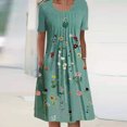 thumbnail image 2 of JINMGG Dress for Women under 10 Women's Summer Casual Round Neck Short Sleeve Folding Floral Printed Dresses Green XL, 2 of 8