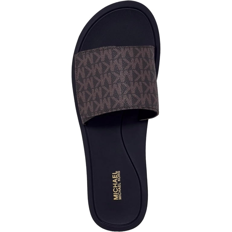 Michael Kors MK Signature Logo Print Wade Slide, Brown, 10M  display picture 2