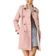 thumbnail image 3 of INSPIRE CHIC Women's Notched Lapel Double Breasted Faux Suede Trenchcoat S Pink, 3 of 9
