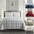 thumbnail image 6 of Dearfoams Grey Plaid Velvet Plush 7 Piece Quilt Bedding Set with Flannel Sheets, Full, 6 of 7