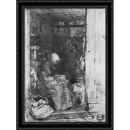 Old Woman with Rags 28x38 Large Black Ornate Wood Framed Canvas Art by James Abbott McNeill Whistler