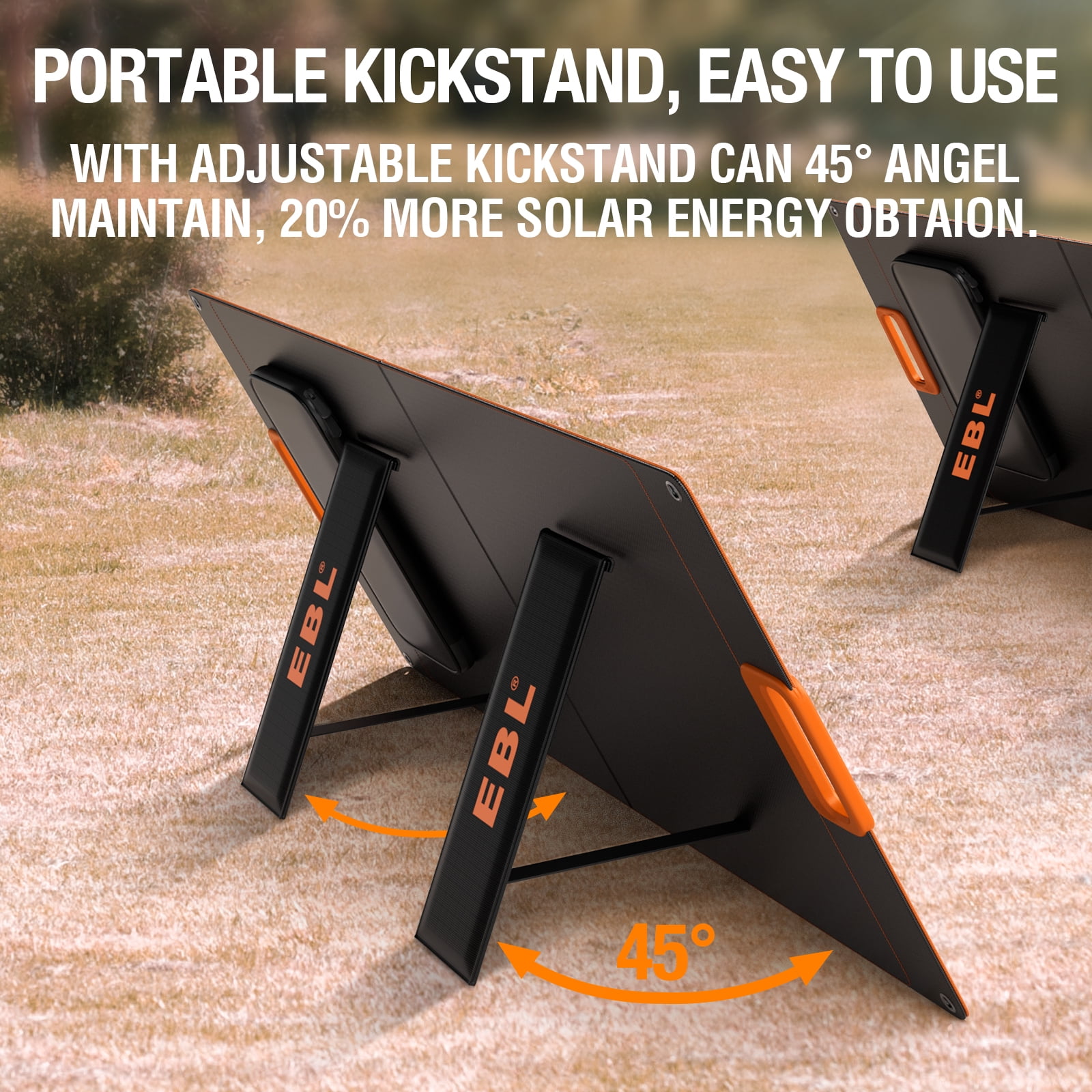 EBL 2PACK Solar Apollo 100W Portable Solar Panel for 240/300/500/1000/1500/2000 Power Station (Upgraded), with Adjustable Kickstand and Parallel Cable, Waterproof IP65