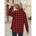 thumbnail image 4 of OALUXE Plaid Shirts for Women Roll Up Long Sleeve Casual Button Down Blouses Tops with Pockets, 4 of 7