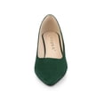 thumbnail image 6 of BLISSFUL STEP Women's Pointed Toe Slip on Wedge Heel Pumps Dark Green 7, 6 of 7