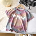 thumbnail image 2 of FRSASU Kids Clothing ,Children's Shirt Summer Top Tie Dyed Trendy Boys Personalized Short Sleeved Top Children's Refreshing Short Sleeved Top Purple 4-5 Years, 2 of 3