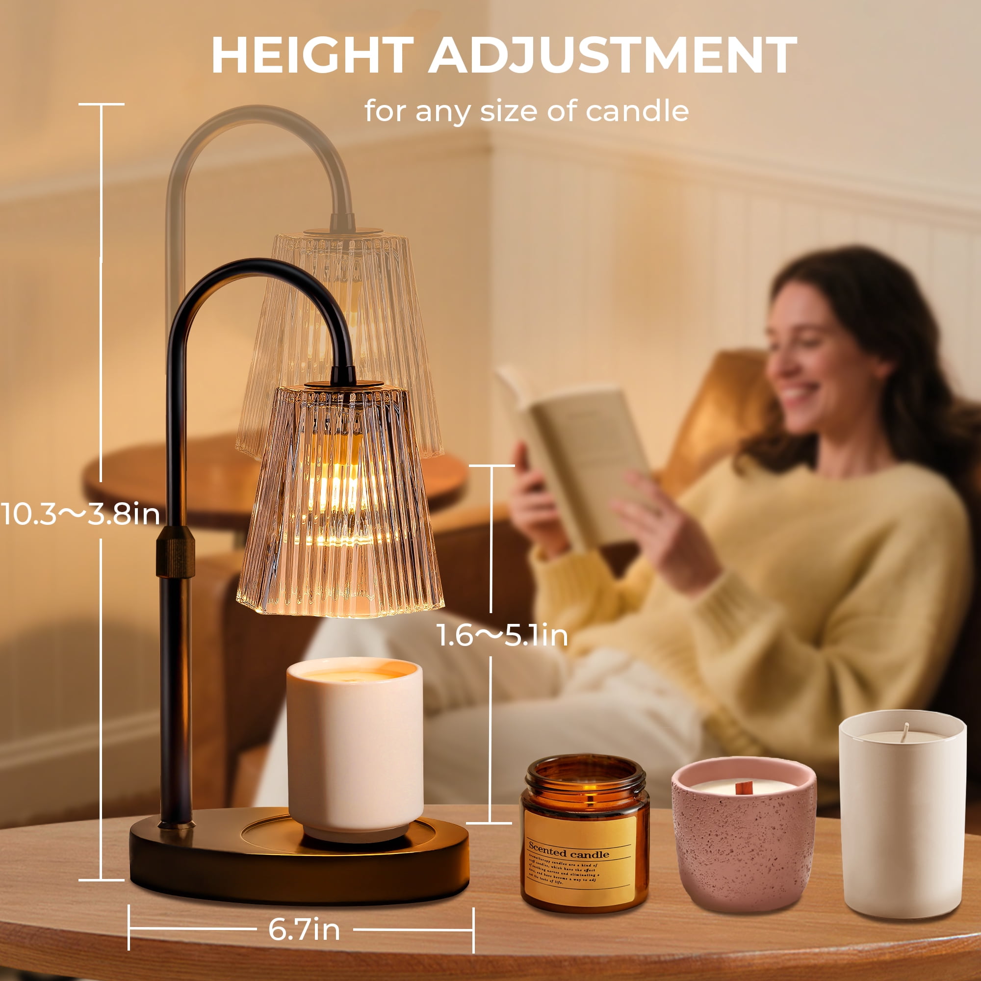 AOLIGO Candle Warmer Lamp, Tabletop with Timer and Dimmer, Adjustable Height, Flame-Free for Home Decor, Gift for Christmas