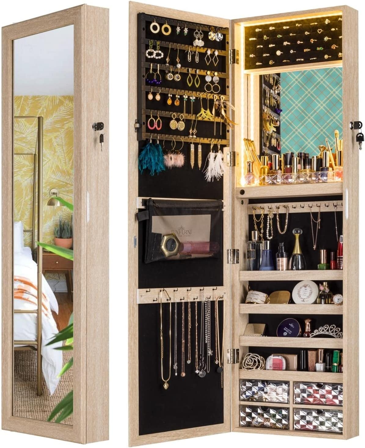 SHMAMT Mirror Jewelry 79 LED Lights WallMount/DoorHanging