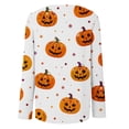 thumbnail image 4 of Bexdxz Halloween Long Sleeve Shirts for Women Plus Size Halloween Costumes Woman Funny Pumpkin Crewneck Tops Casual Outfits Earthy Yellow 5XL, 4 of 5