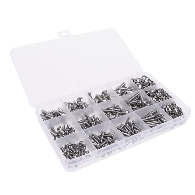 500 Pieces Stainless Steel Socket Button Head Bolts Screws Nuts Assortment